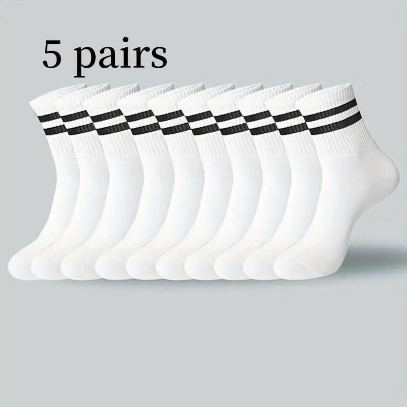 5 Pairs Women's Mid-Calf Socks, Breathable Athletic Socks