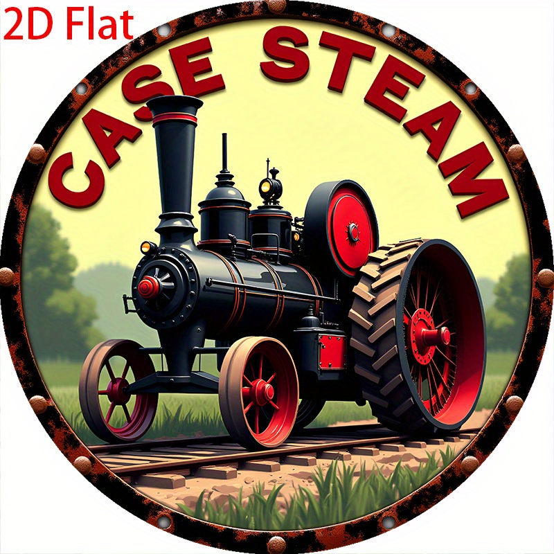 TEMU 2d Flat, [2d Flat] 2d Flat Printing 1pc Metal Iron Sign, Vintage Case Steam Engine Sign - Retro Industrial Railroad Decor - Heavy-duty Metal