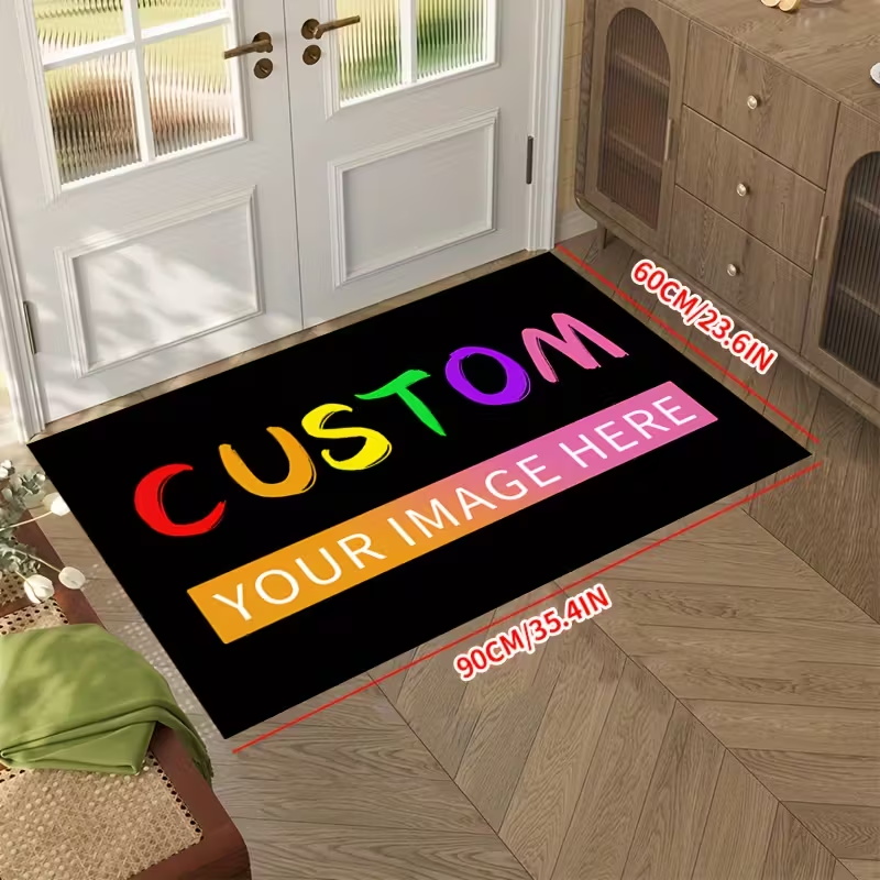 TEMU 1pc Personalized Non-slip Mat - Customizable With Photos And Text - Soft, Durable, And Washable - Suitable For Indoor Use, Living Room, Bedroom,