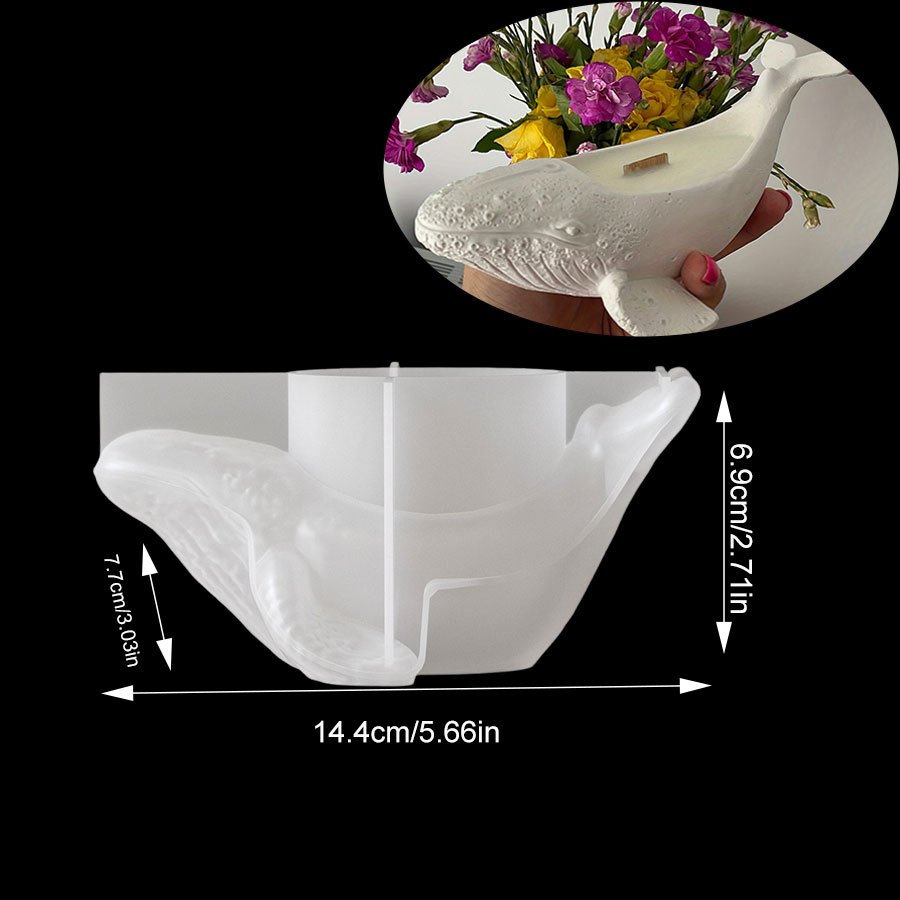 TEMU [resin Mold] 1pc Marine Theme Whale-shaped Silicone Mold, Suitable For Succulent Planters, Scented Candle Cups And Jewelry Storage Boxes Resin