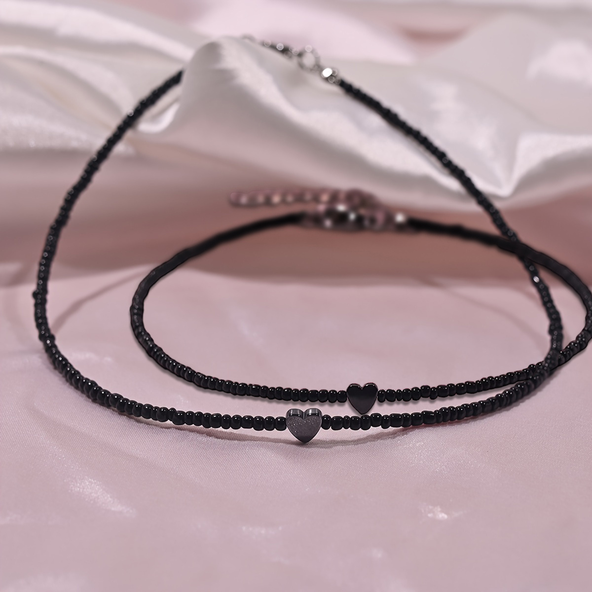E-shop 2er-Set Böhmische Herzförmige Perlenkette - Verstellbarer Choker für Damen - Geeignet für Mutter, Tochter und Schwestern
