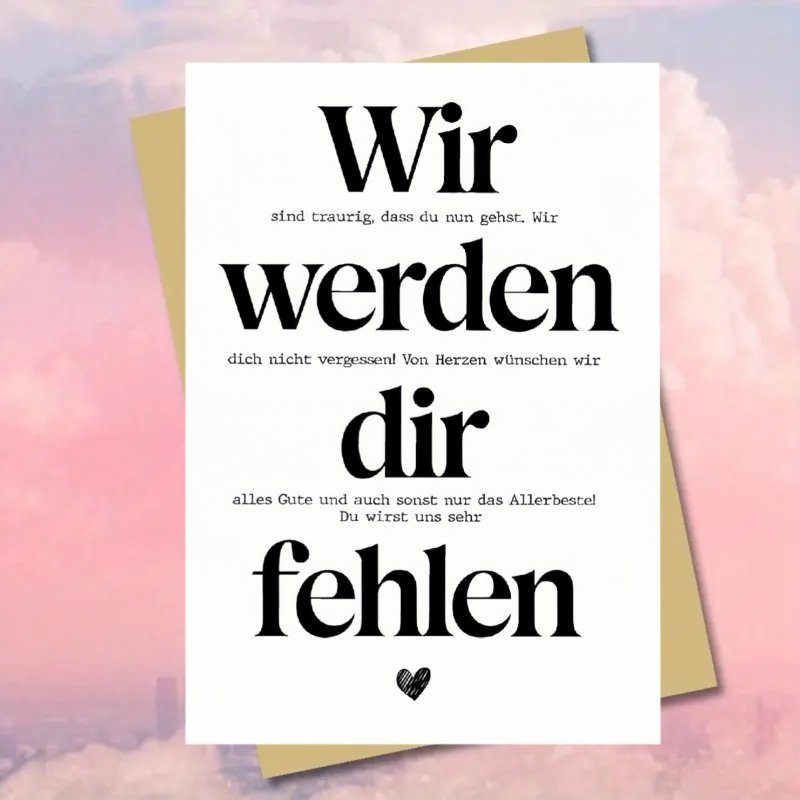 1pc Minimalist Black And White Text Card Printed With German And Heart Patterns Suitable For Farewell Memories Or Emotional Scenes