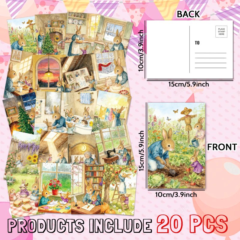 TEMU Cartoline Giornaliere Coniglietto Divertenti 20 Pezzi Spessa, Regalo Unico per Famiglia e , , Compleanno, Ringraziamento, Affermazioni Positive,