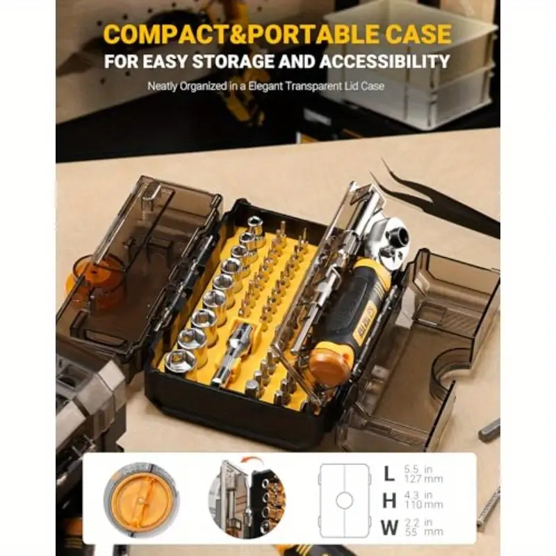 78pcs heavy-duty ratcheting screwdriver & socket wrench set with magnetic tips, ratchet mechanism, double-layer case - tool kit for automotive, electronics, bike, computer, home, professional & diy repairs - no power required, durable construction for mechanics, hobbyists, diyers, computer maintenance, bike repair, portable , precision tools, sturdy mechanism, sockets, hand tool collection, ideal birthday gift, precision screwdriver set, tool set Product details 3