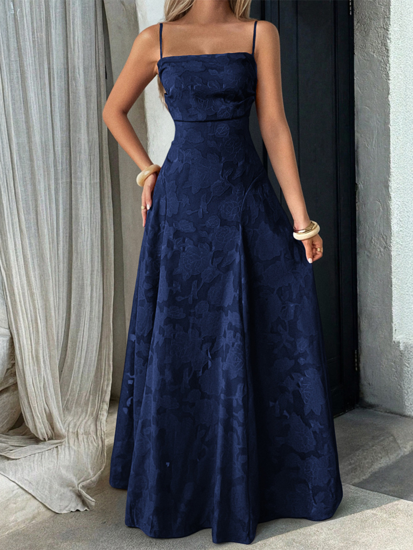 white christmas dresses Elegant Embroidery See-Through Design Long Sleeves Floor Length Side S main image 1