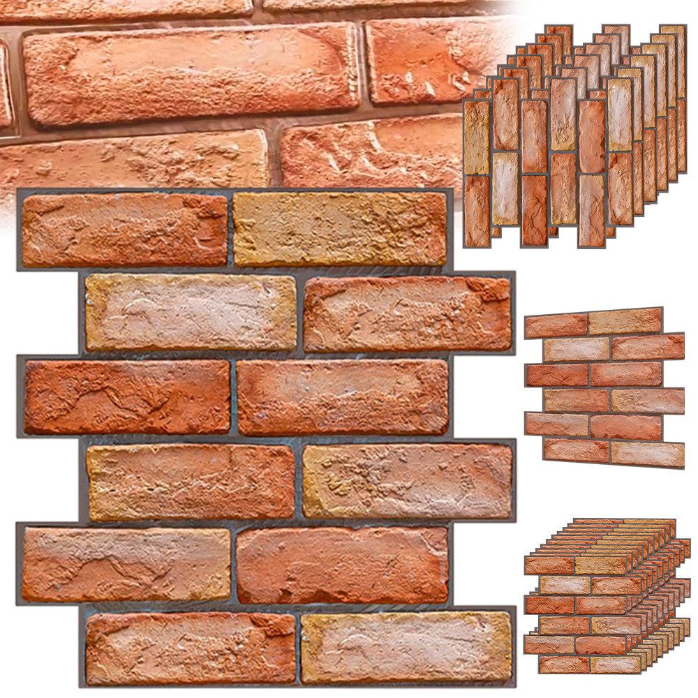 Image of Pack Of 20 3d Wall Panels, Stone Look, Self-adhesive, 30 X 30cm, Plastic Panel Wall Cladding, Pvc Brick Wallpaper For Indoor, Outdoor, Business Premises