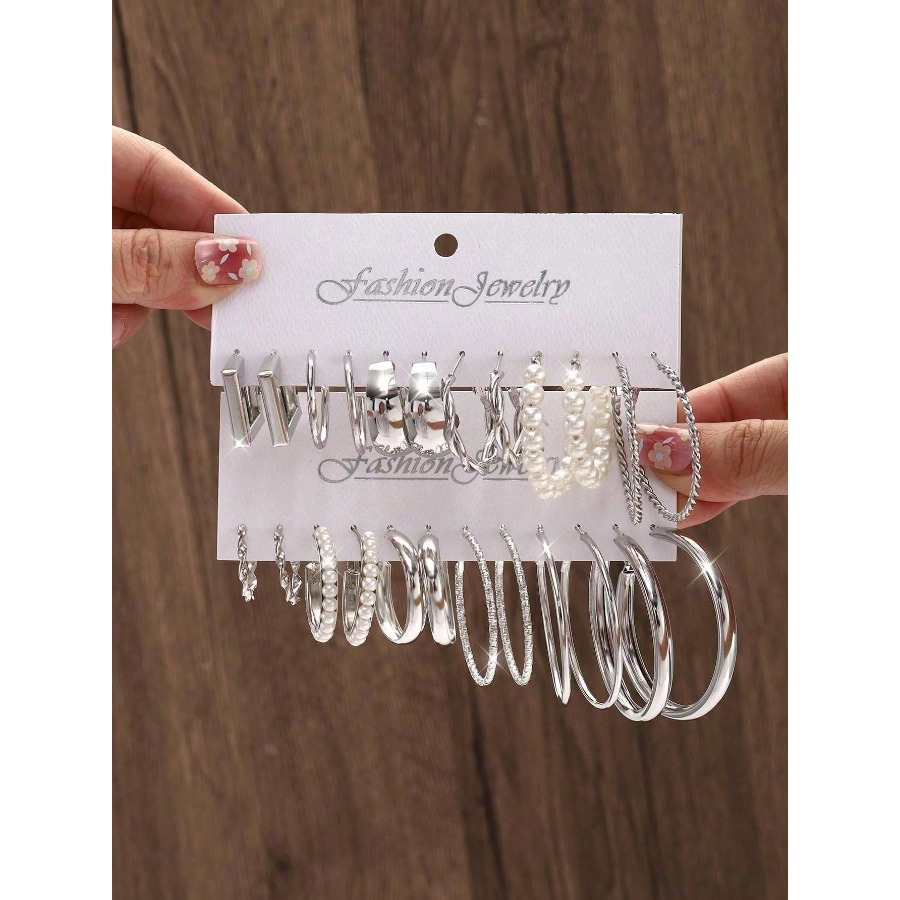 TEMU 36/24 pièces Ensemble de Boucles d'Oreilles en Argent 925 Style Bohème pour Femmes, Bagues en Perles d'Eau Douce, Boucles d'Oreilles Clous de C,