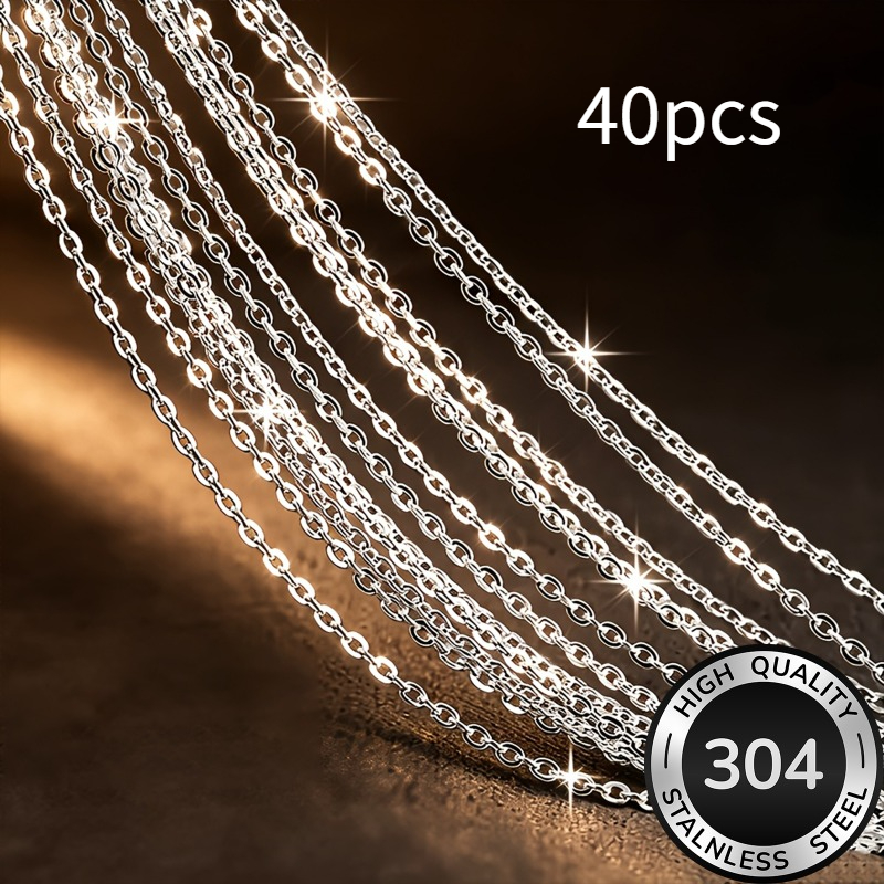 TEMU 40pcs High-quality Versatile Diy Stainless Steel O-link Necklace, Stainless Steel Jewelry, , Unisex Style, Classic And Fashionable, Suitable For