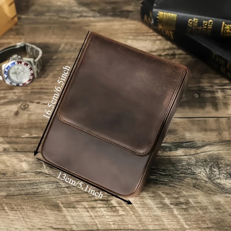 1 Handmade Cowhide Pen Case- Premium Vintage Leather Storage Box, Suitable for Business Men and Women, Office and Pen Organizer, Holds 6 Wearable Pen Holders, Ideal for Gifting