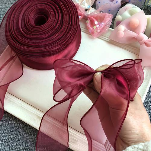 item picture 9m roll ribbon bouquet gift wrapping birthday cake baking border decoration satin handmade diy bow