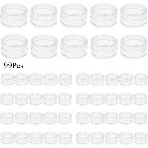 99pcs 5ml clear plastic cosmetic jars with lids size sample containers for creams lotions skincare durable mini portable storage pots travel jars for creams sleek container design compact size leakproof pots makeup artists