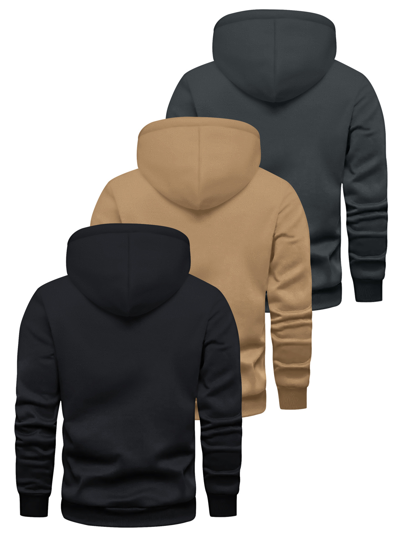 Men's 3pcs Hooded Sweatshirt Set, Long Sleeve Pullover with Kangaroo Pocket and Drawstring Hood, Graphic Print Streetwear for Gym, Jogging, Outdoor Activities, Machine Washable Casual Autumn/Winter Sportswear, Ideal for Daily Wear and Outdoor Use
