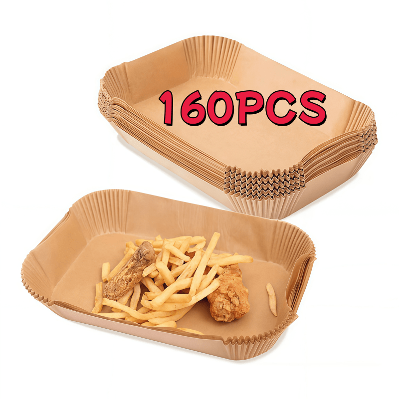 E-shop 160 Stück Antihaft-Einsätze für Heißluftfritteusen – Rechteckiges Heißluftfritteuse-Papier, einfaches Kochen – Vielseitig zum Backen, für die
