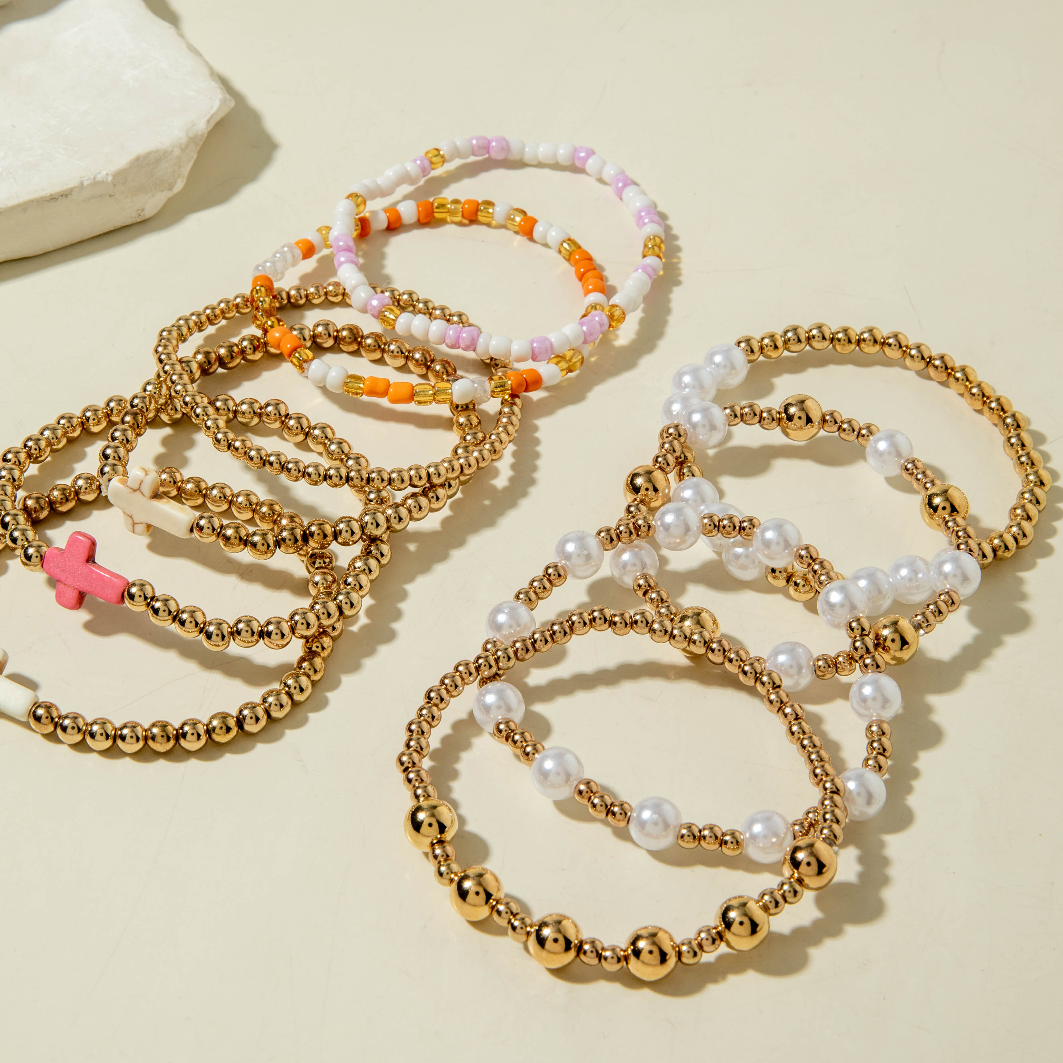 10pc Unique Retro Cross Pendant Bracelet Set for Women