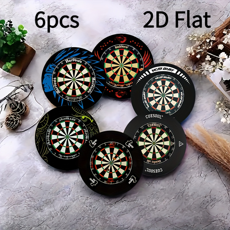 TEMU 6pcs Wood Dartboard Coaster Set - Heat-resistant Non-slip Table Protectors Suitable For Home, Office, Parties, Cafes - -themed Suitable For