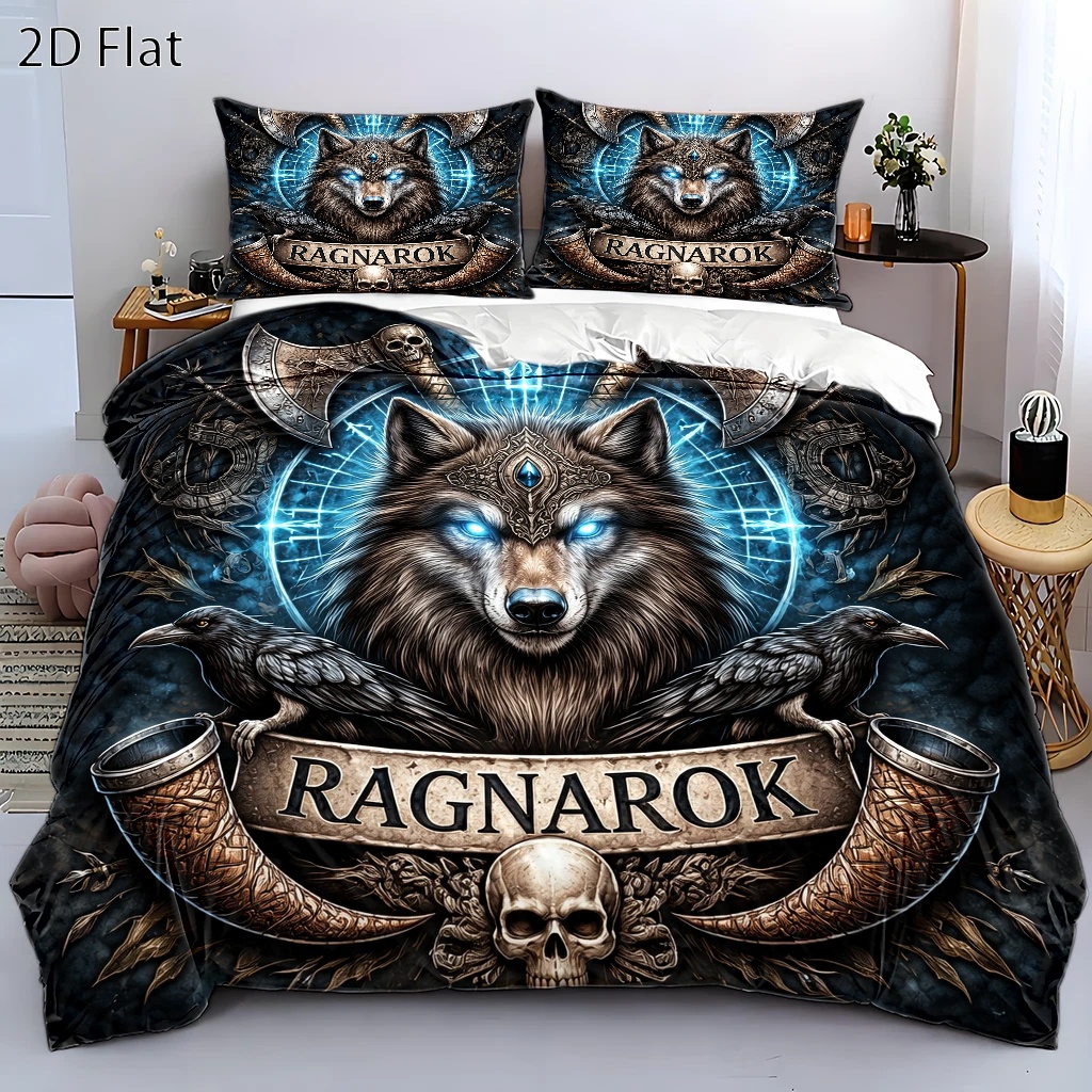 TEMU 3pcss Nordic Mythology Duvet Cover Set, 3pcss Bedding (1* Duvet Cover   2* Pillowcases), Suitable For , Machine Washable Invisible Zipper, Queen