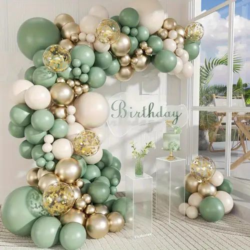 112pcs of white balloon set with multiple sizes of 12 inches including golden glitter balloons used for wedding decoration engagement ceremony birthday party home decoration dance decoration and bridal showers