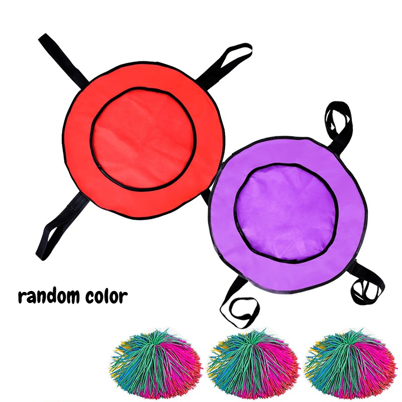 TEMU 6pcs Set: Bags + 3 Balls, Pop-up Hoop Net Bag Toy For Outdoor And Sports, Family And Personal Games, Random Colors, Interactive Throw And Catch,