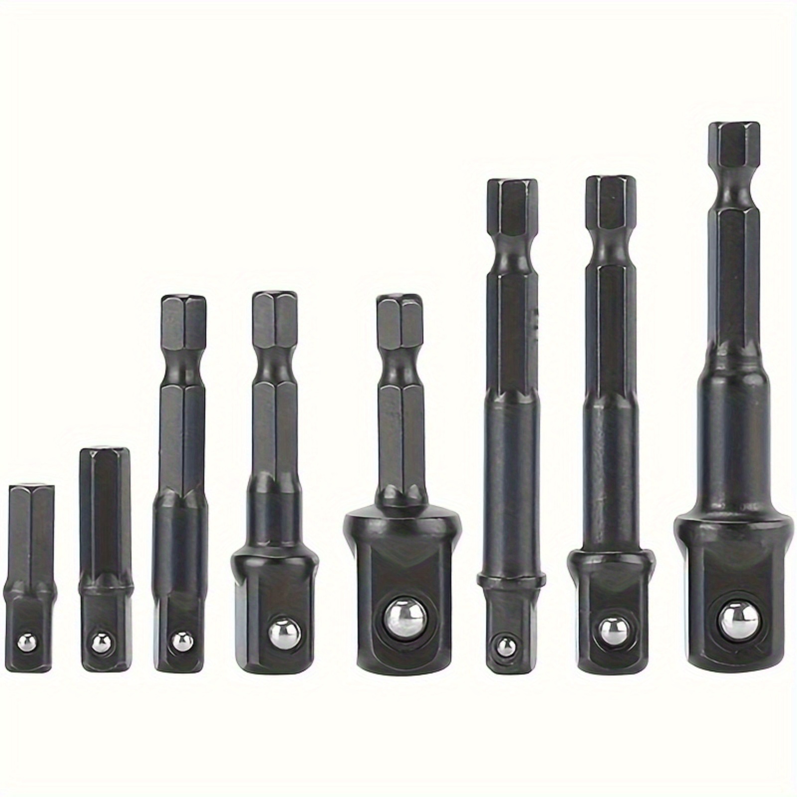 

Set Of 8 Pieces Impact Drill Bit Adapter Socket, With Bead Connecting Rod Electric Socket Square Head 1/2 1/4 3/8 Hex Handle Socket Connecting Rod