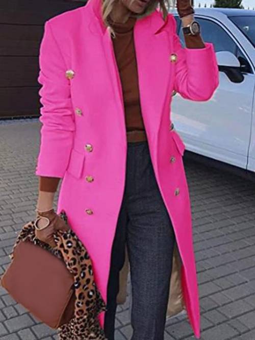 2025 autumn and winter new long sleeved medium long coat womens double breasted fashionable commuting jacket