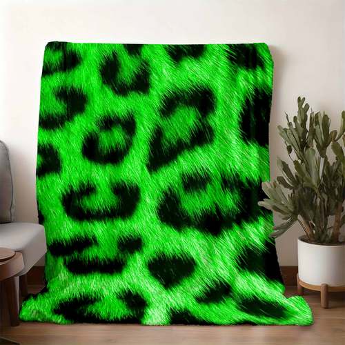 pătură pluș verde fluorescent cu imprimeu leopard, pătură groasă din pentru căldură toamna și iarna, pătură moale și prietenoasă cu pielea pentru dormitor, living, canapea, pătură pentru și aer condiționat