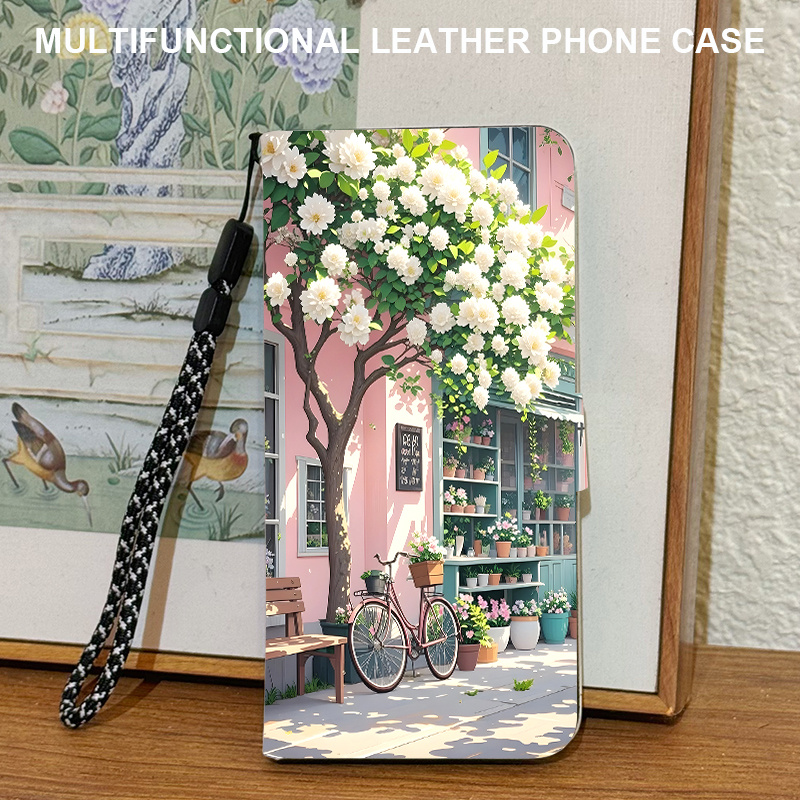 TEMU Phone Case: Flower Pattern Magnetic Snap Flip Cover Full-body Shockproof Phone Case For Galaxy A22 5g/a21s/a20s/a17/a16/a15 4g/a14 4g/a14