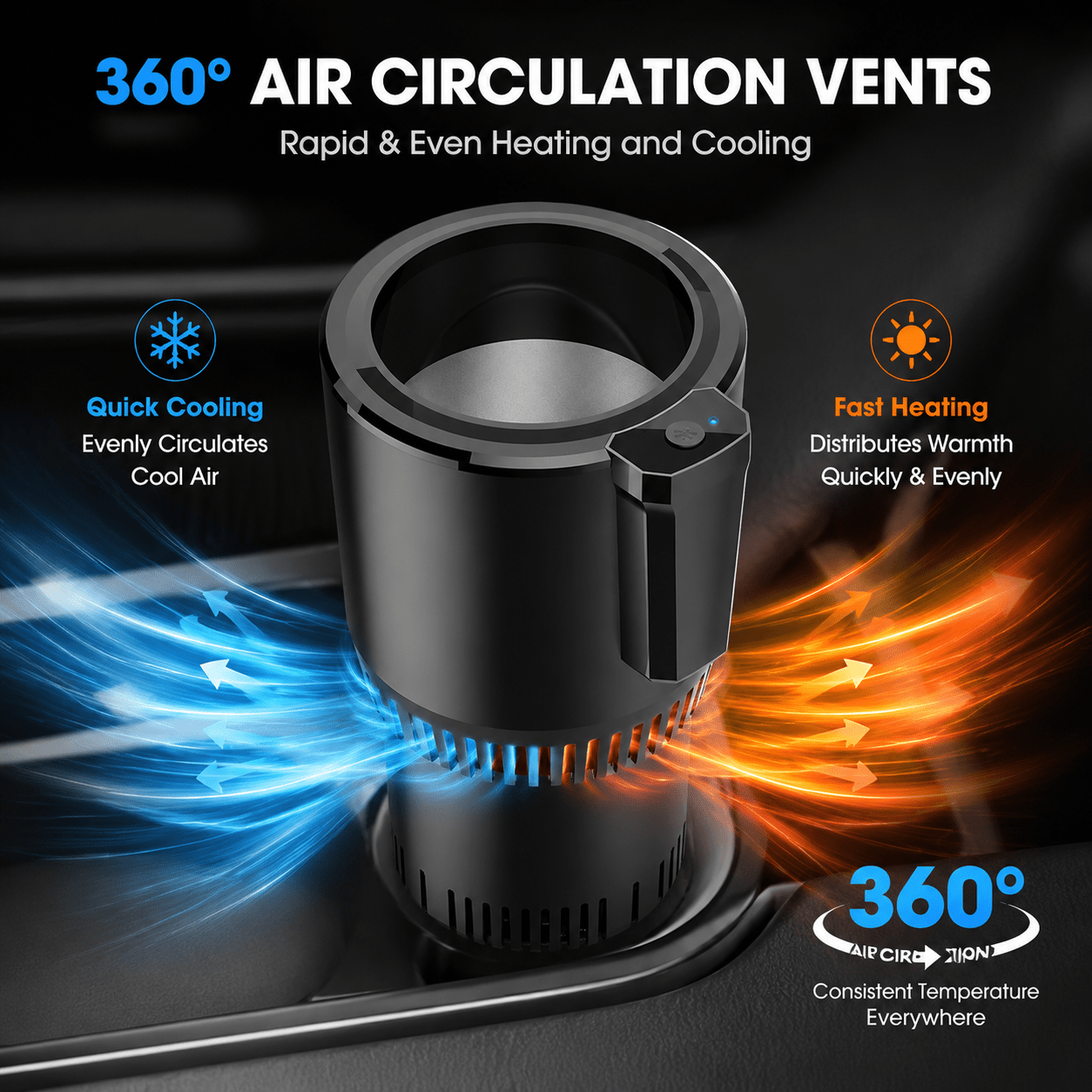 2026 Upgraded Cup, Portable Single-can Beverage Refrigerator For Motorhome, Featuring 360° Circulation Vents, Intelligent Temperature System, Usb Powered, Heat-resistant Materials, Without Battery