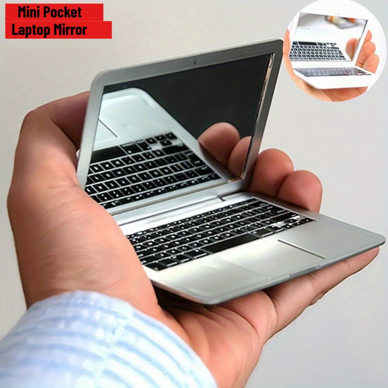 compact foldable laptop mirror portable mini pocket mirror for home laptop use hypoallergenic plastic frame no battery needed polished   ideal for   grooming laptop accessory sleek mirror durable plastic