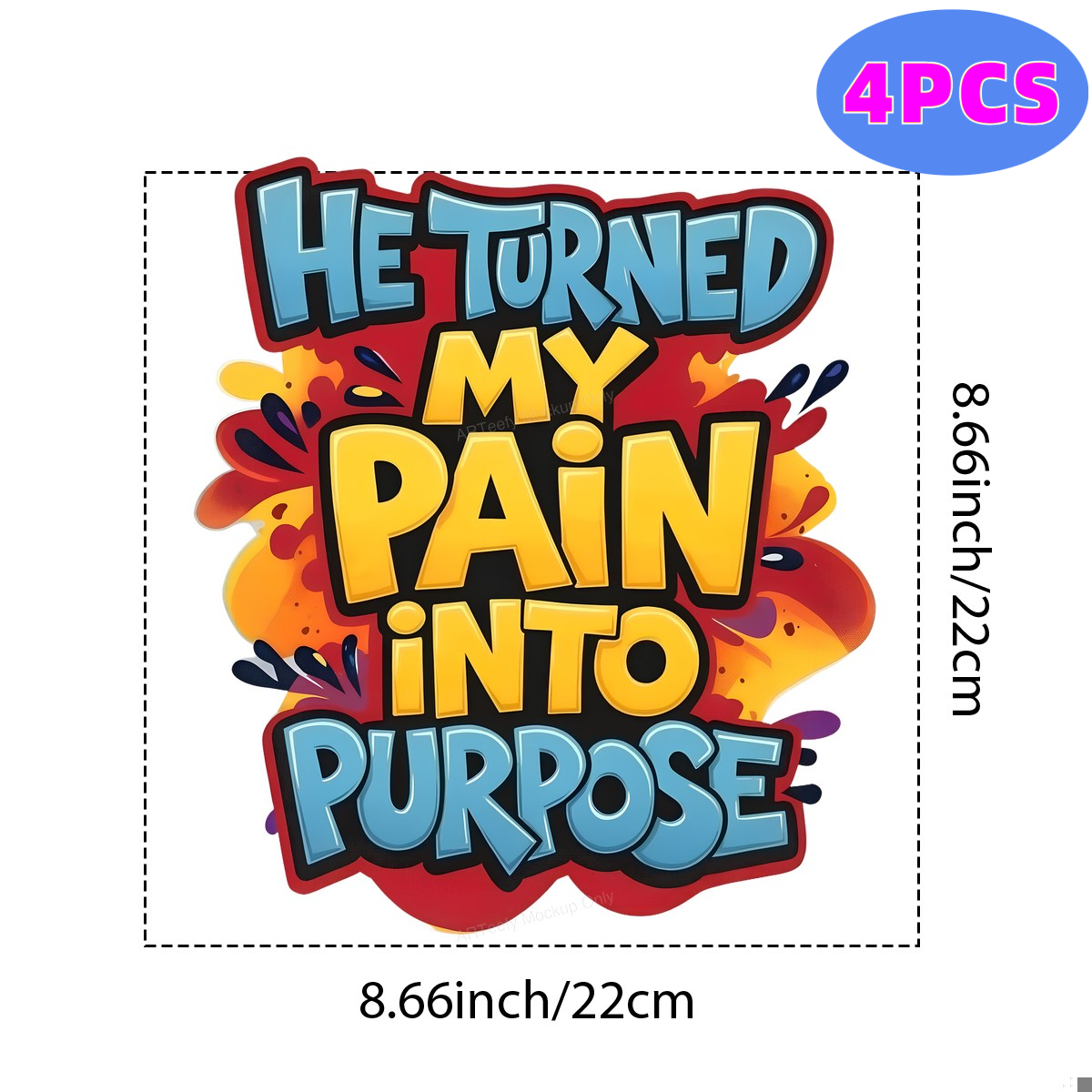 TEMU 4pcs Set Of Fashionably Designed 2d Flat Heat Transfer Stickers, Dtf Heat Transfer Printing, Ready-to-press Inspirational Slogan Colorful