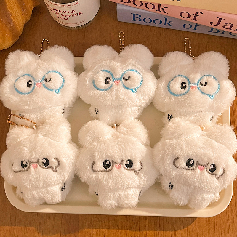 TEMU A Set Of 6 Adorable Plush Rabbit Doll Pendants Designed For Glasses, Perfect As And Valuable Bag Keychains. Ideal Wear Glasses And Seek Unique