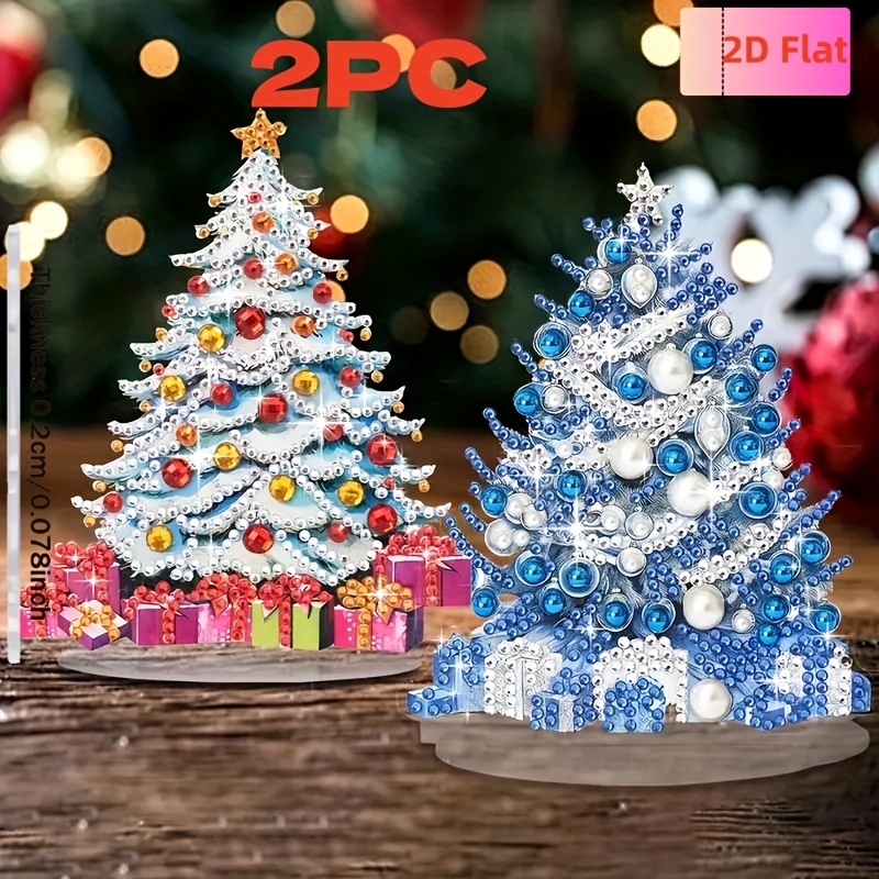 TEMU Kit de peinture diamant 2D à soi-, lot de 2 de Noël et rouges. Chaque petit diamant est conçu individuellement pour former une décoration .