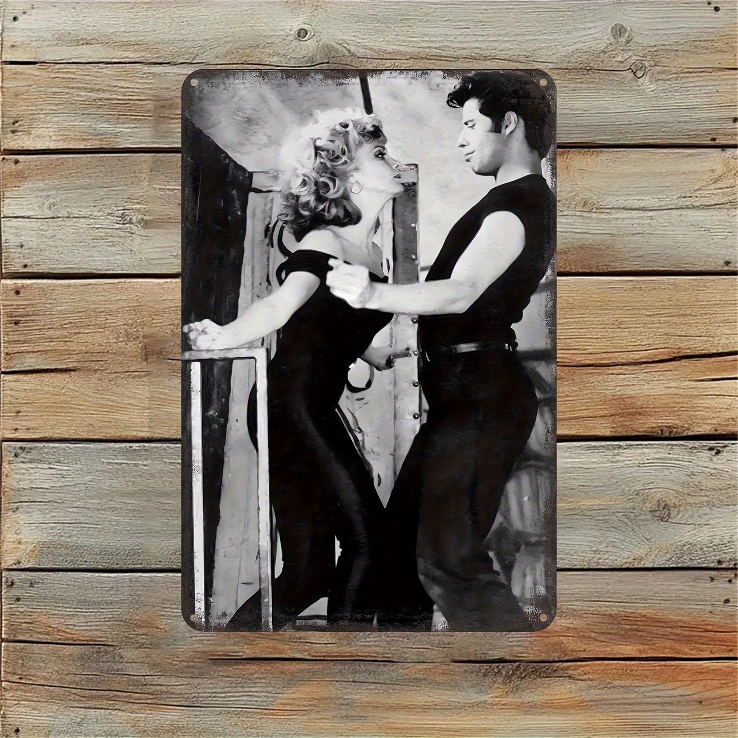 TEMU 2d Flat, 2d Flat Grease Vintage Metal Sign - Dance Scene Wall Art, Durableiron 19.81x29.97cm, Nostalgic Decor For Home, Garage, Cafe, Bar,