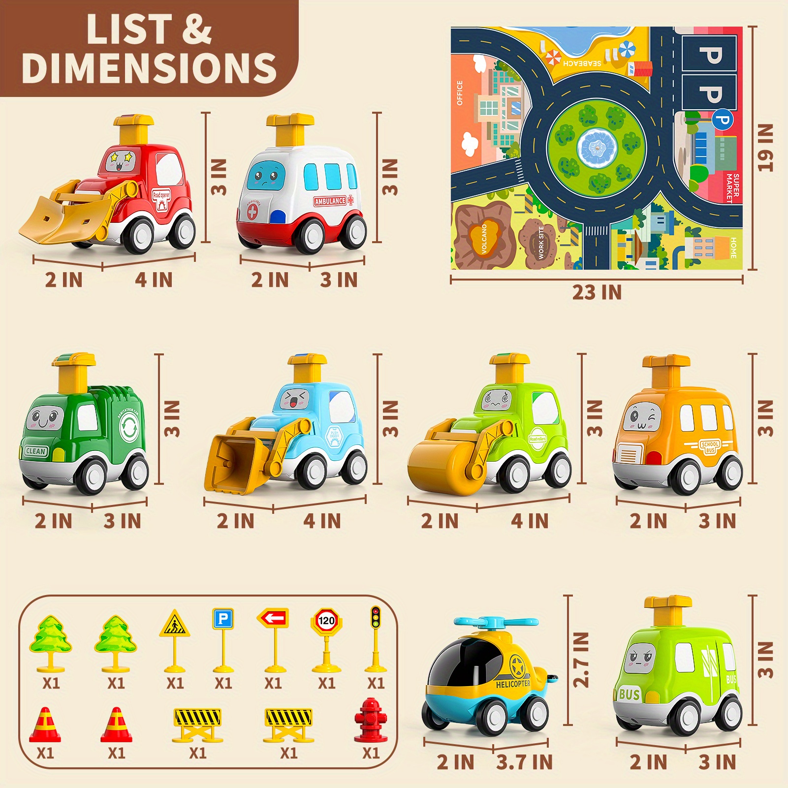TEMU 8 Voitures à , 8 Voitures à Presser avec Sac de Rangement et Tapis de Jeu pour Garçons