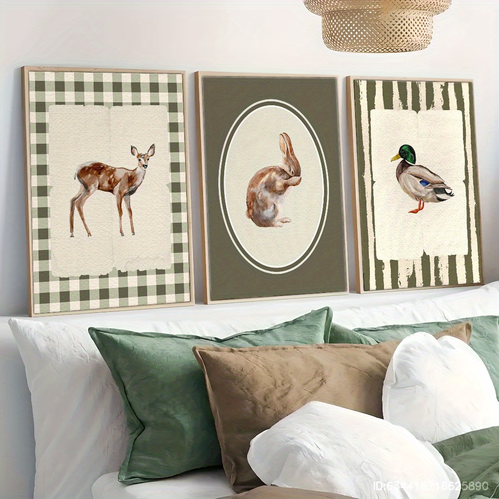 3pcs framed canvas posters rustic wooden frame wall art - Temu United Kingdom