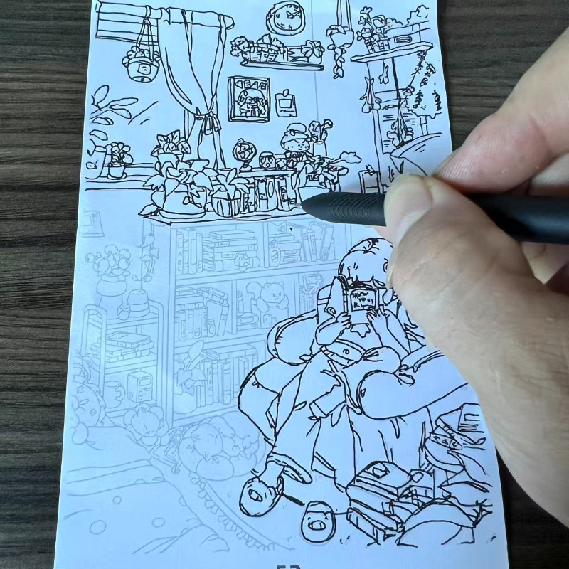 55-Page Art Tracing and Coloring Book with Pen