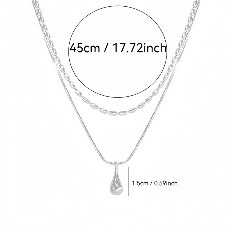 Women's 925 Sterling Silver Water Droplet Pendant Neck Chain