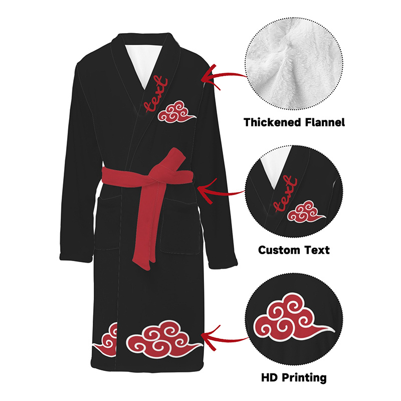 

Customizable Flannel Bathrobe For Couples - Cozy & Warm Long Sleeve Robe With Pockets, Perfect Autumn/winter Gift, Personalized Text & Design