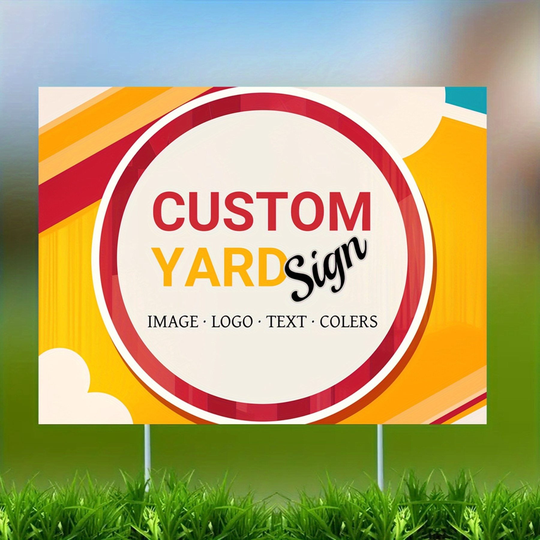 Customizable Outdoor/Indoor Yard Sign - Personalized Text, Logo & Artwork | Durable Corrugated Plastic with Fiber Stakes | HD Printed Garden, Lawn, Porch Decor | Waterproof, Large 45.72x60.96cm & Medium 12x18