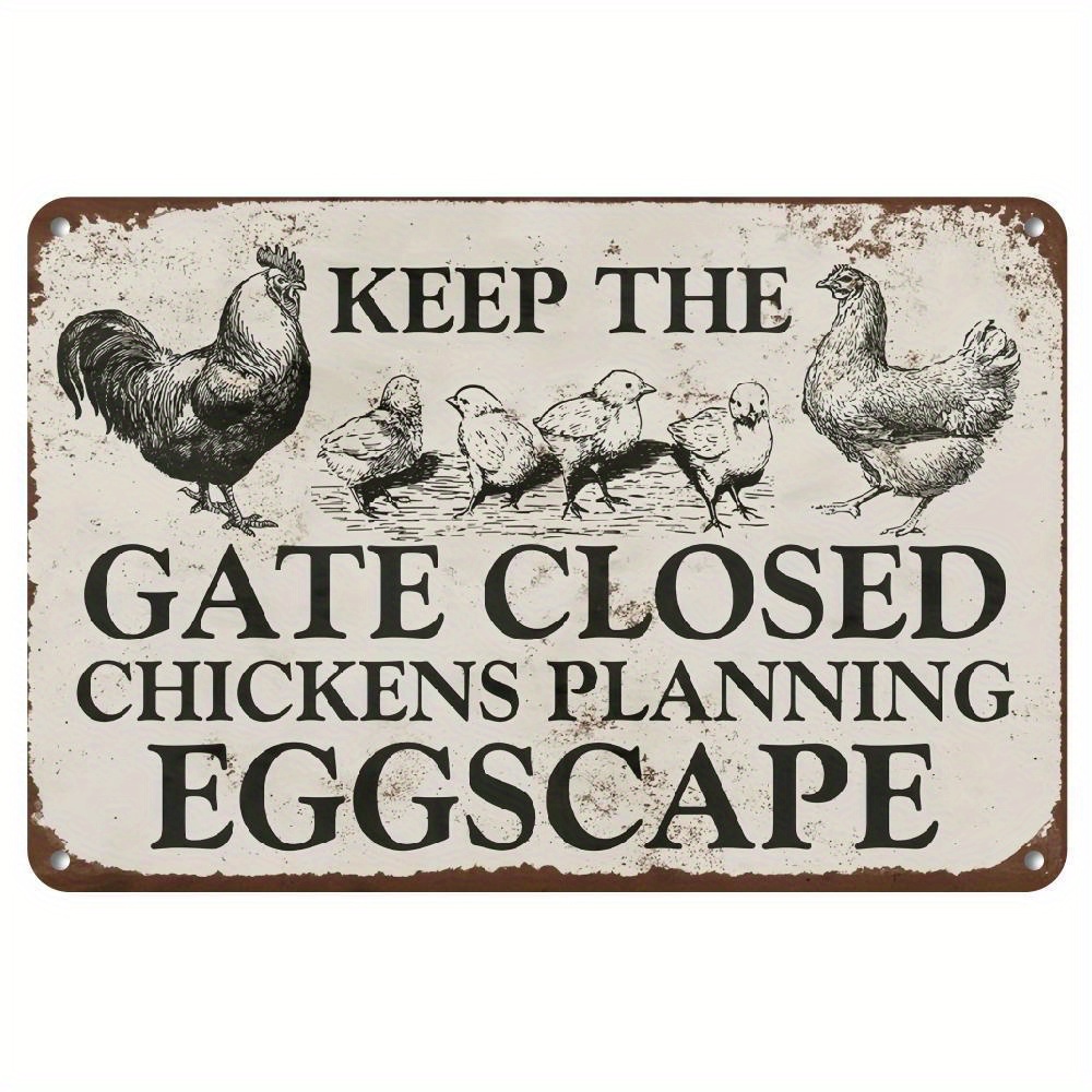 TEMU Novelty Sign, Keep Closed Chickens Planning Wall Decor For Home Kitchen Bathroom Farm Garden Garage, Home