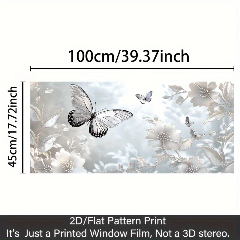 TEMU 1pc Vintage & Floral Static Cling Window Film - Pvc Privacy Protection Decorative Film For , 39.4"x17.7" Home Decor For Living Room, Bedroom,