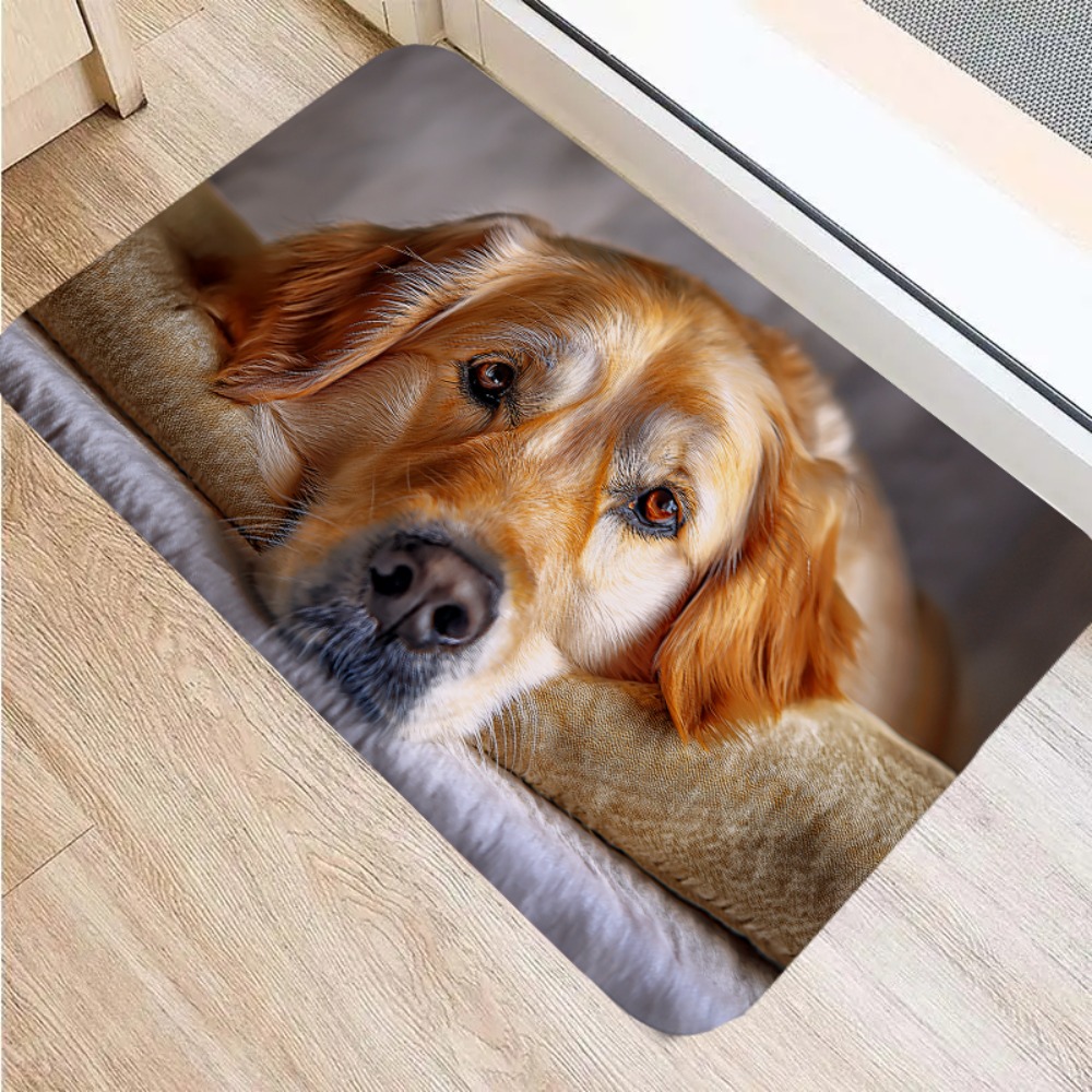 1pc extra large rectangular dog bed mat - soft plush cushioned floor bed with golden retriever design, machine washable pet bed for large rooms, ideal for small to medium dogs - cozy indoor mat for hardwood & mat floors, durable & easy clean, enhances resting experience,   home decor, christmas gift for pets, fits small to medium-sized pets, comfortable and stylish pet bed mat Product details 5