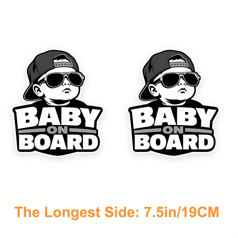 TEMU 2pcs 7.5inch On Board Car Sticker, For Cars Trucks Windows Laptops Water Bottles Tumblers Helmets Coolers, Waterproof Vinyl Decal