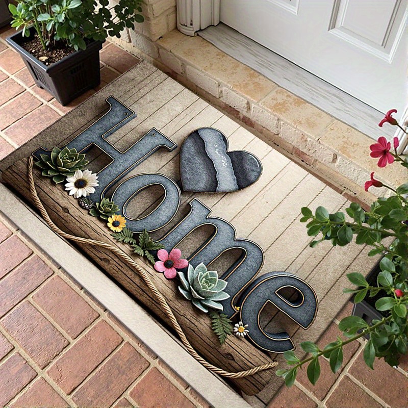 TEMU High-end Home Welcome Mat - Non-slip, Machine Washable Polyester Mat With Rubber Backing, Suitable For Rustic Indoor/outdoor Entryway Decoration