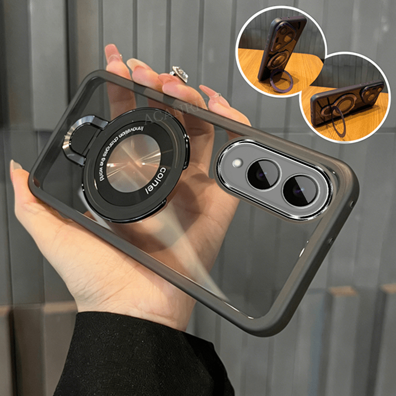 TEMU Phone Case - Magnetic Fold Holder Case For Galaxy S25 Edge With Camera Lens Protector Luxury Man Girl Transparent Soft Tpu Back Covers