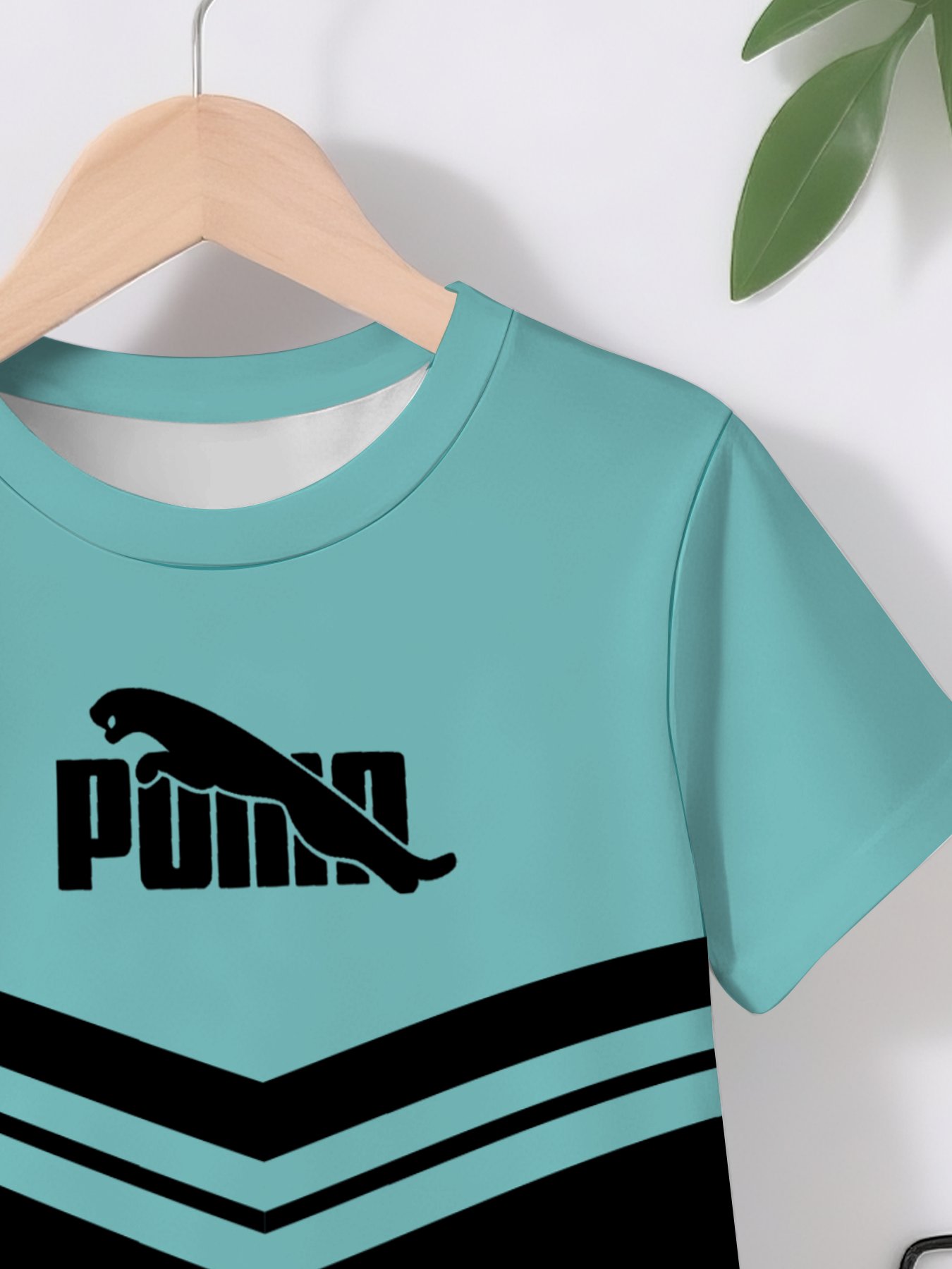 Boys' Creative Cool Blue-Green Letter Pattern 3D Print Design, Short-Sleeve Pullover Shirt and Sports Shorts Set, a Suitable Clothing Gift for Children. Made with Comfortable Fabric, Ideal for Summer, This 2pcs Leisure and Sports Set Is Perfect Fo