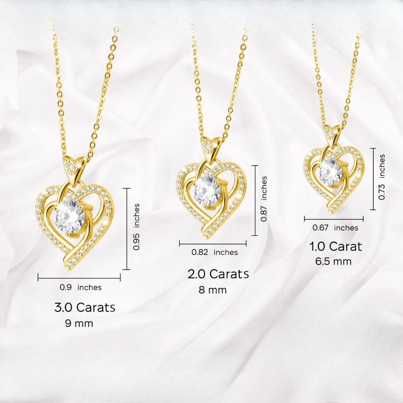 Lab Grown Moissanite Heart Pendant Necklace for Women