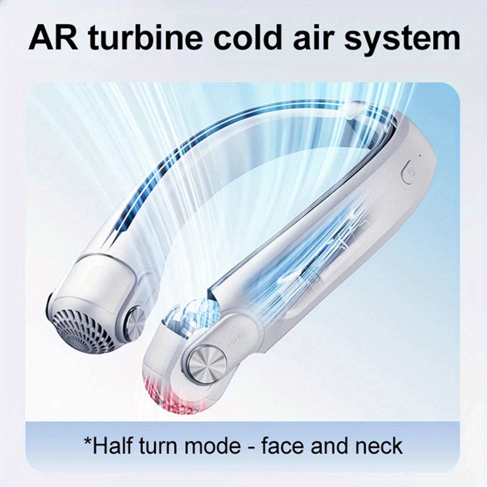 Portable Rechargeable Hanging Neck Fan, 3 Speed Wind Speed Up to 5.9m/ s Wearable FanHigh Battery Life Cooling Neck Fan for OutdoorSports