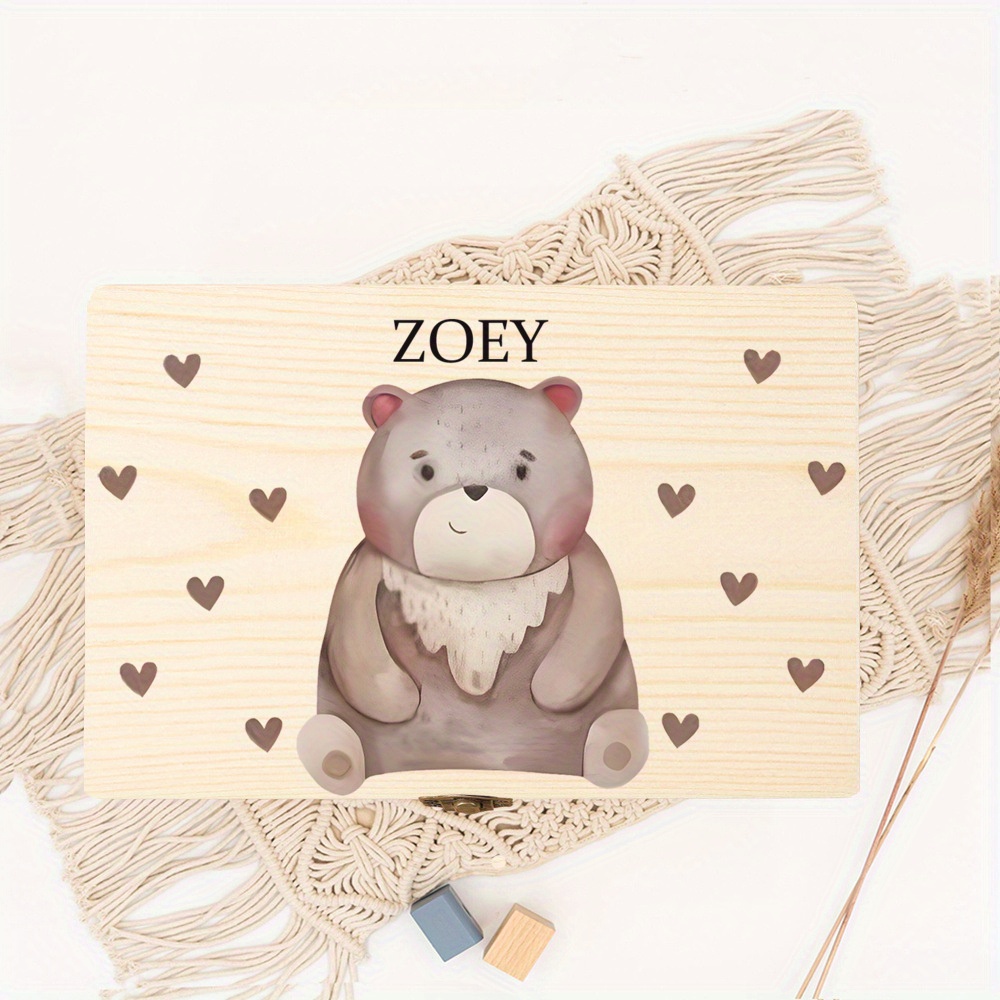 Personalized Baby Wooden Covered Storage Box for Newborns