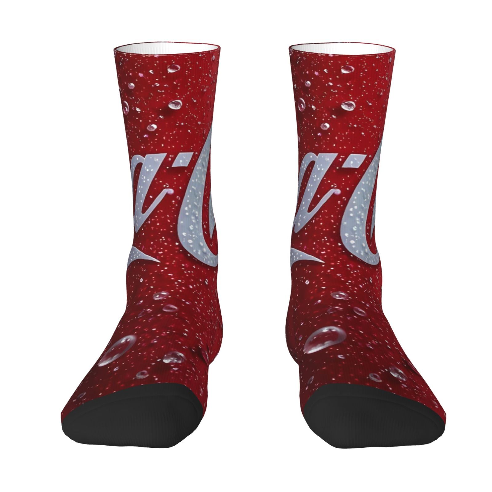 TEMU 1pair Of Men's Printed Polyester Socks With Soda Pattern Print Design