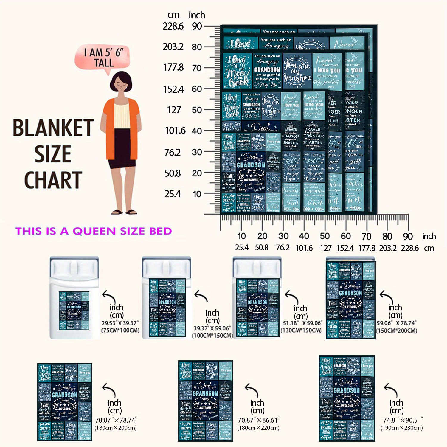 TEMU 1pc 'dear Grandson' Blanket, Suitable For Bedroom And Sofa, Includes Bed Blankets, Blankets, Towel Blankets, Small Throws, Nap Blankets, Outdoor